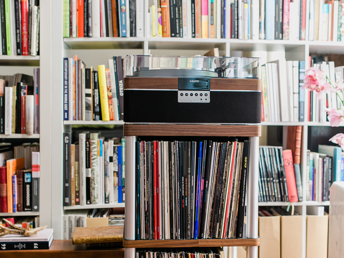 THE+RECORD PLAYER with STAND and LIBRARY