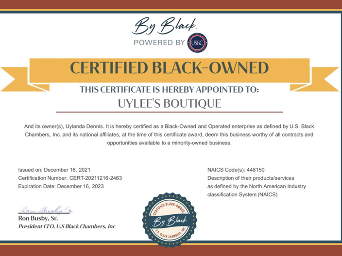 Certified Black Owned