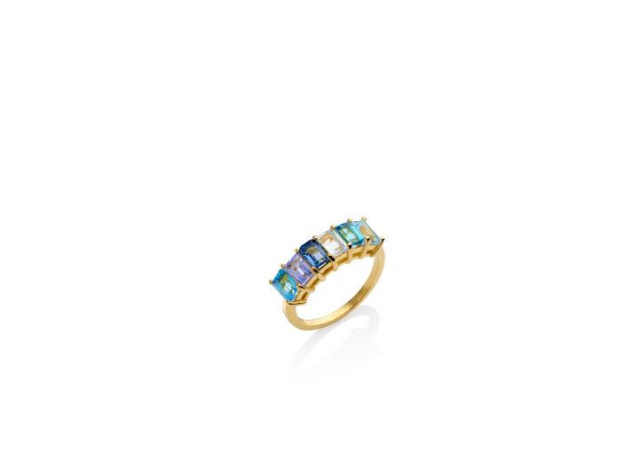Multi Blue Baguette Eternity Ring