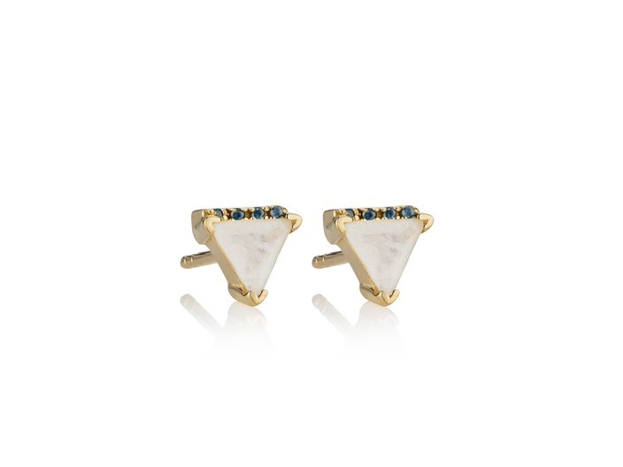 Moonstone & Blue Diamond Earrings 