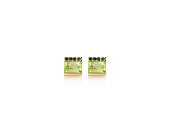 Peridot & Blue Diamond Earrings 